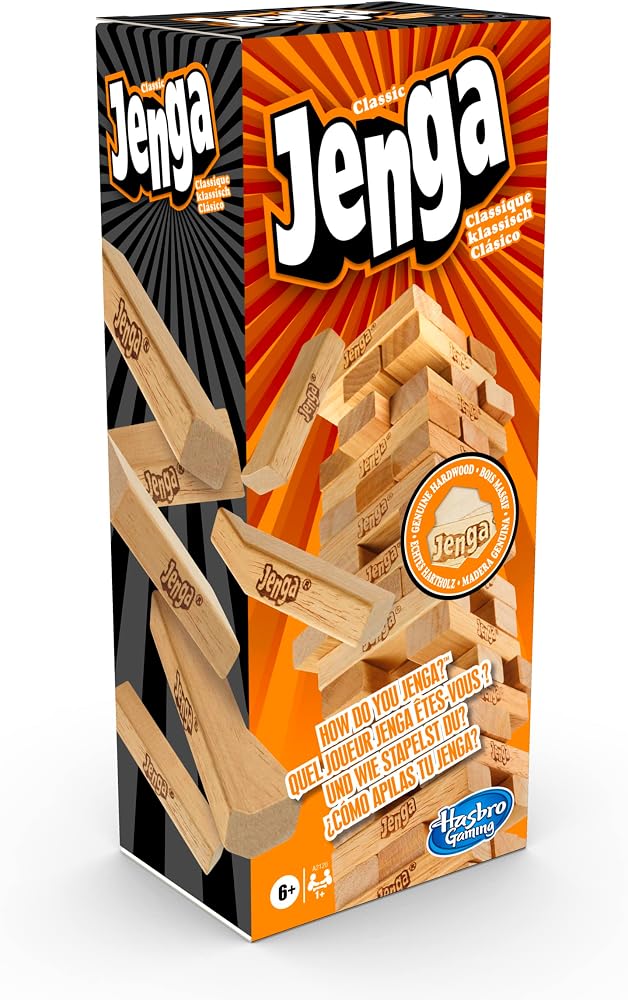 لعبة جينجا كلاسيك Jenga Classic من Hasbro Gaming - 54 قطعة خشب