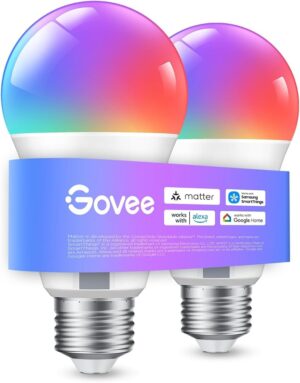 لمبة ذكية ملونة Govee RGBWW E27 واي فاي وبلوتوث - عبوة 2 لمبة