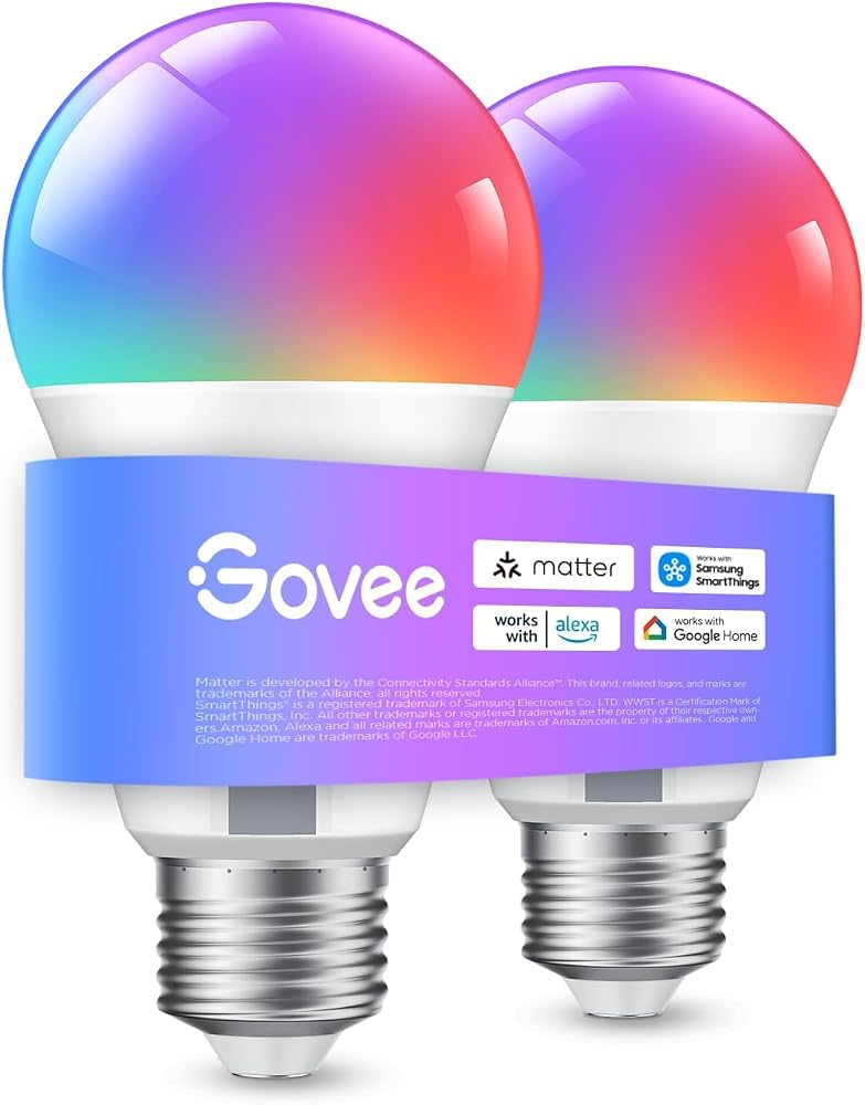 لمبة ذكية ملونة Govee RGBWW E27 واي فاي وبلوتوث - عبوة 2 لمبة