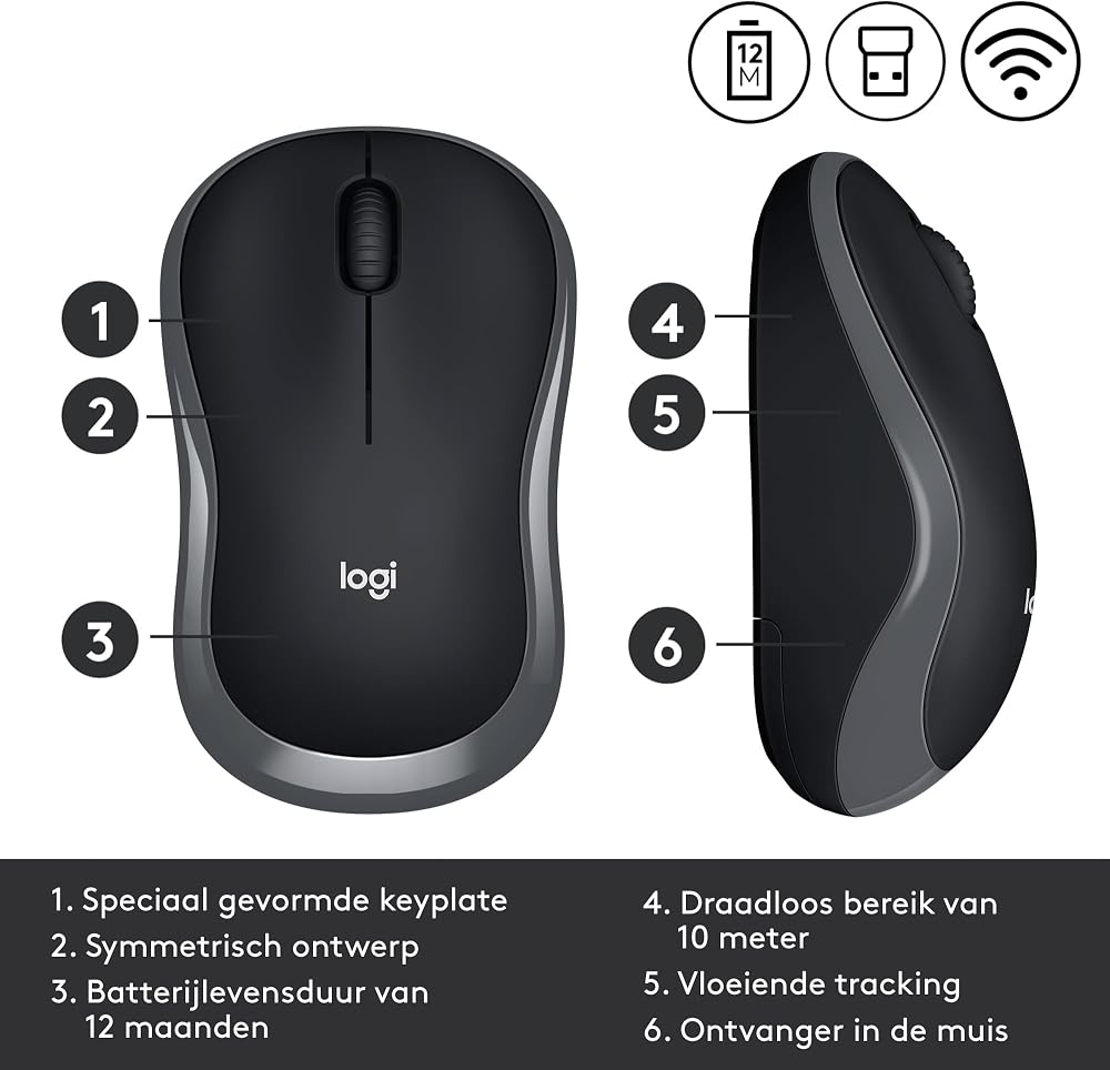 ماوس لاسلكي Logitech M185 – رمادي 4