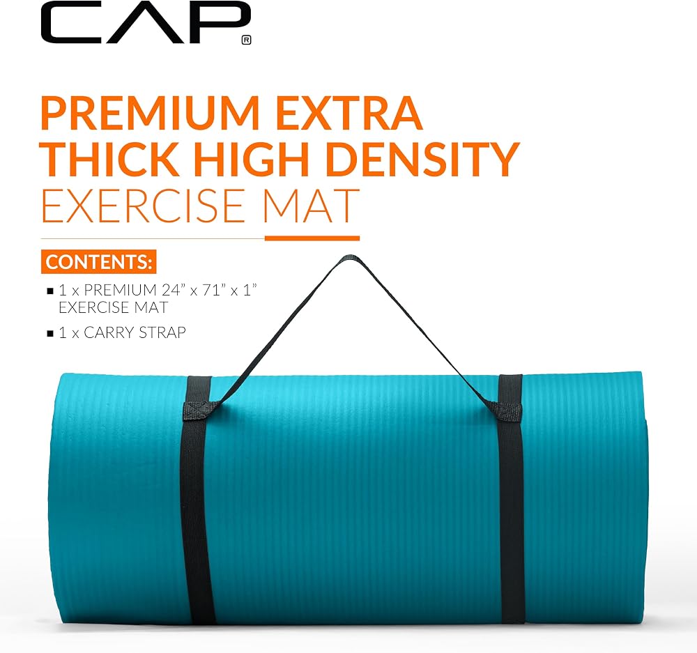 مرتبة تمارين ويوجا سميكة 2.5 سم CAP Barbell مع حزام حمل 2