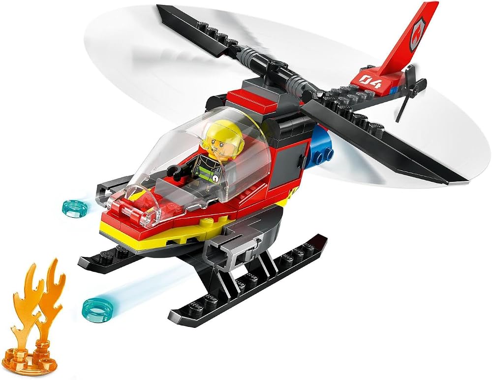 مكعبات LEGO City هليكوبتر إنقاذ الحرائق رقم 60411 4