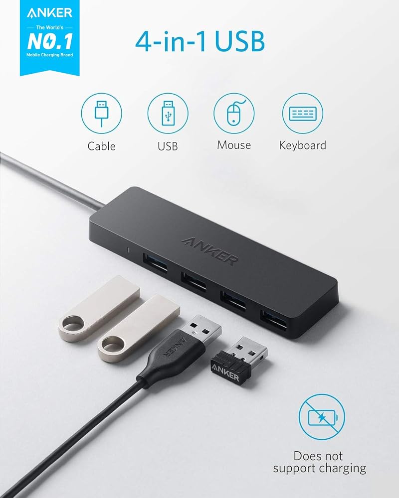 موزع USB 3.0 من Anker بأربعة منافذ Ultra Slim – كابل 60 سم 2