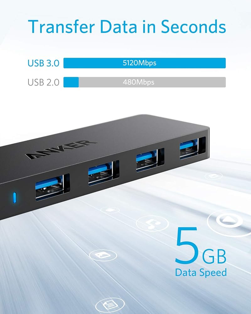 موزع USB 3.0 من Anker بأربعة منافذ Ultra Slim – كابل 60 سم 3