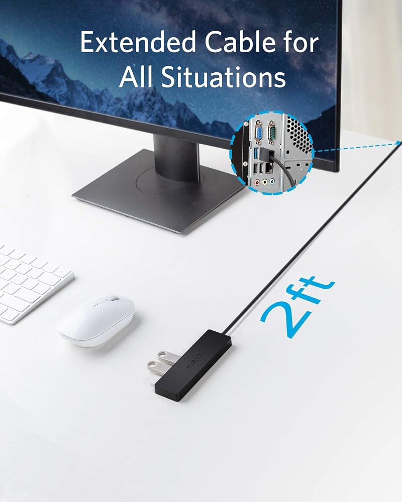 موزع USB 3.0 من Anker بأربعة منافذ Ultra Slim – كابل 60 سم 4