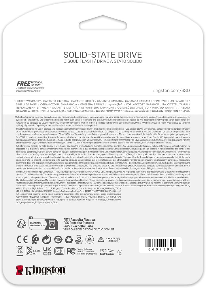 هارد SSD داخلي Kingston NV3 NVMe M.2 سعة 1 تيرا PCIe 4.0 4