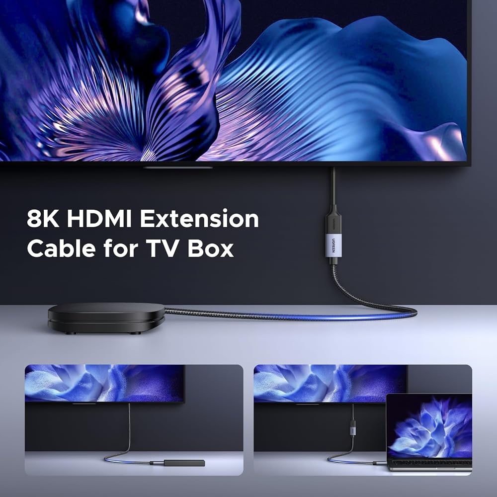 وصلة تطويل HDMI 2.1 قصيرة UGREEN بدقة 8K وطول 15 سم للتي في ستيك 4